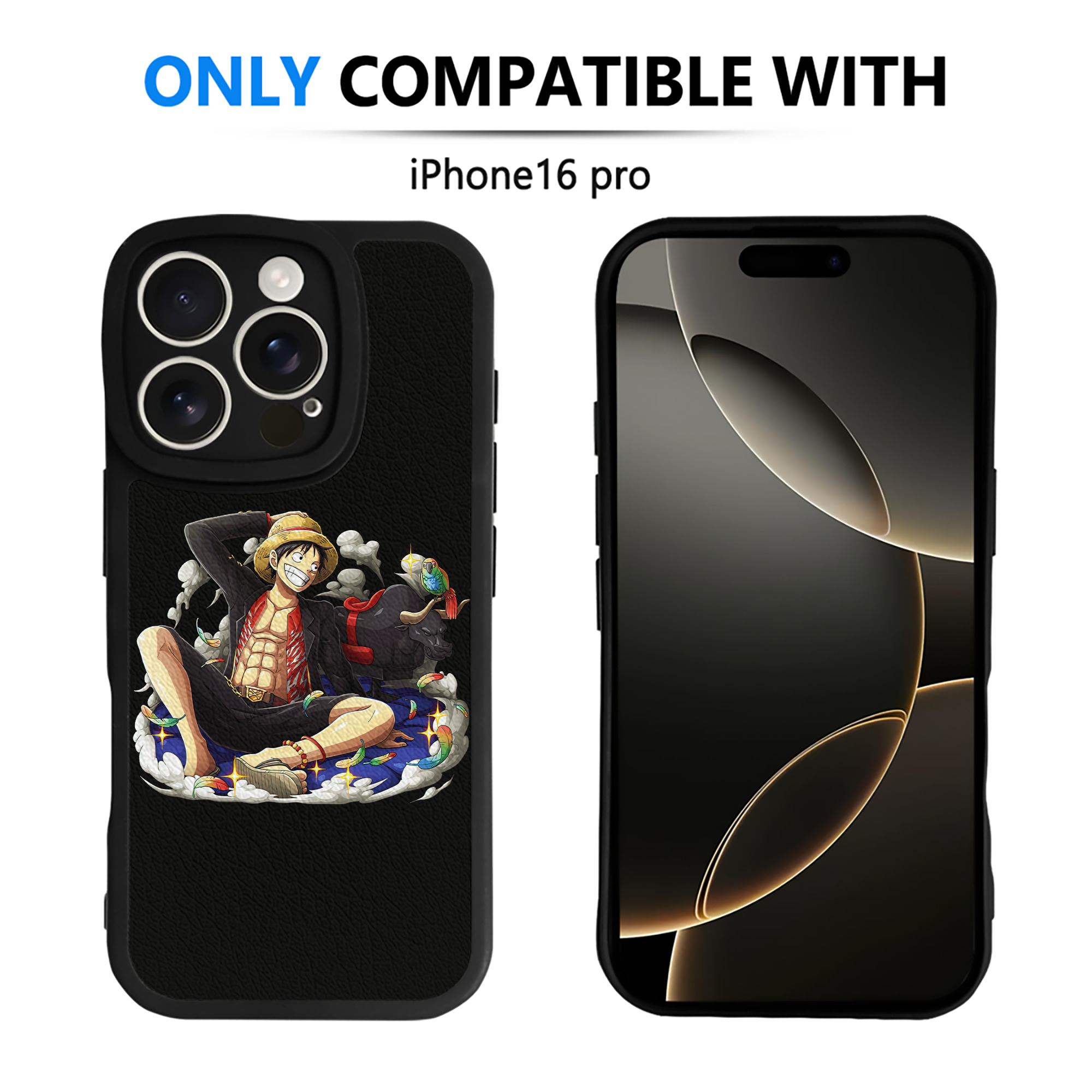 （画像用） ワンピース モンキー・D・ルフィ ONE PIECE Monkey D. Luffy 【iPhone 16シリーズ対応】シリコンスマホケース（レザー調） 材質：シリコン